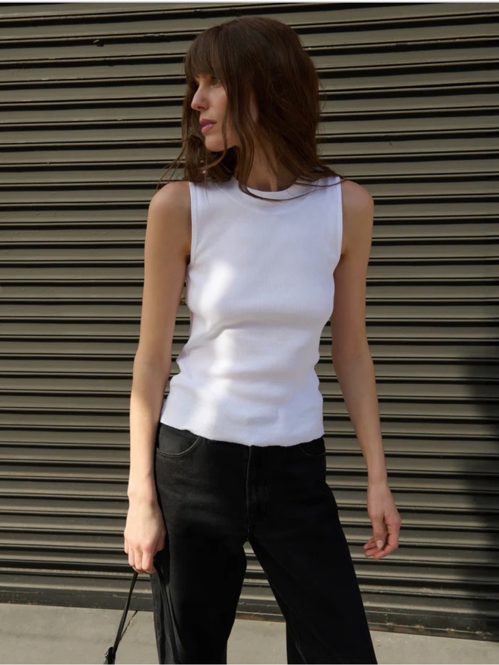 Women’s White Ribbed Tank Top – Sleek Sleeveless Tank